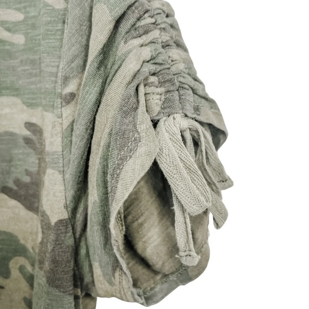 Sanctuary Green Camo Ruched Sleeve T-Shirt Dress - Picture 2 of 7